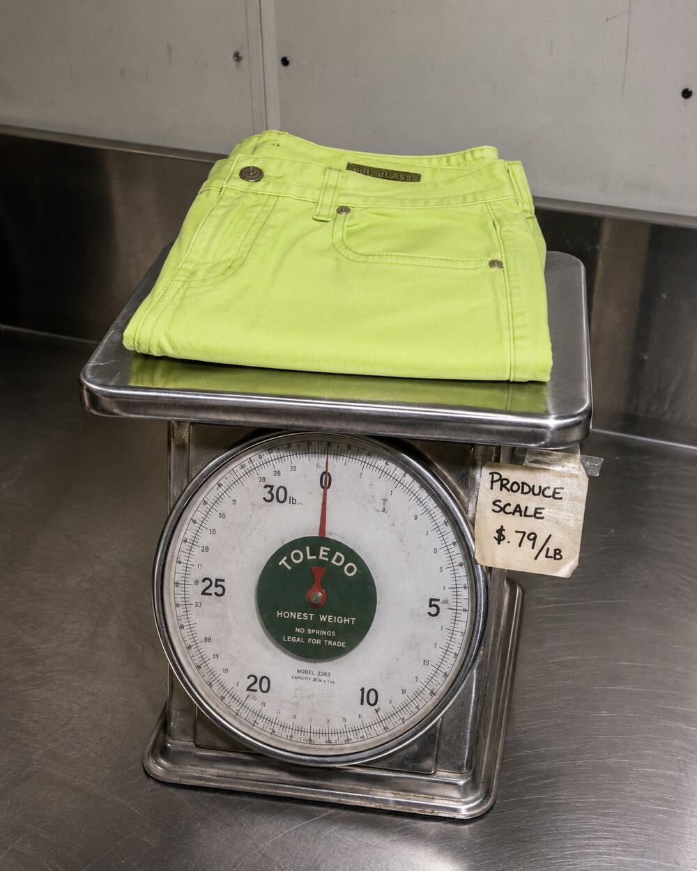 Bill Blass Easy Fit Lime Green Bermuda Denim Shorts